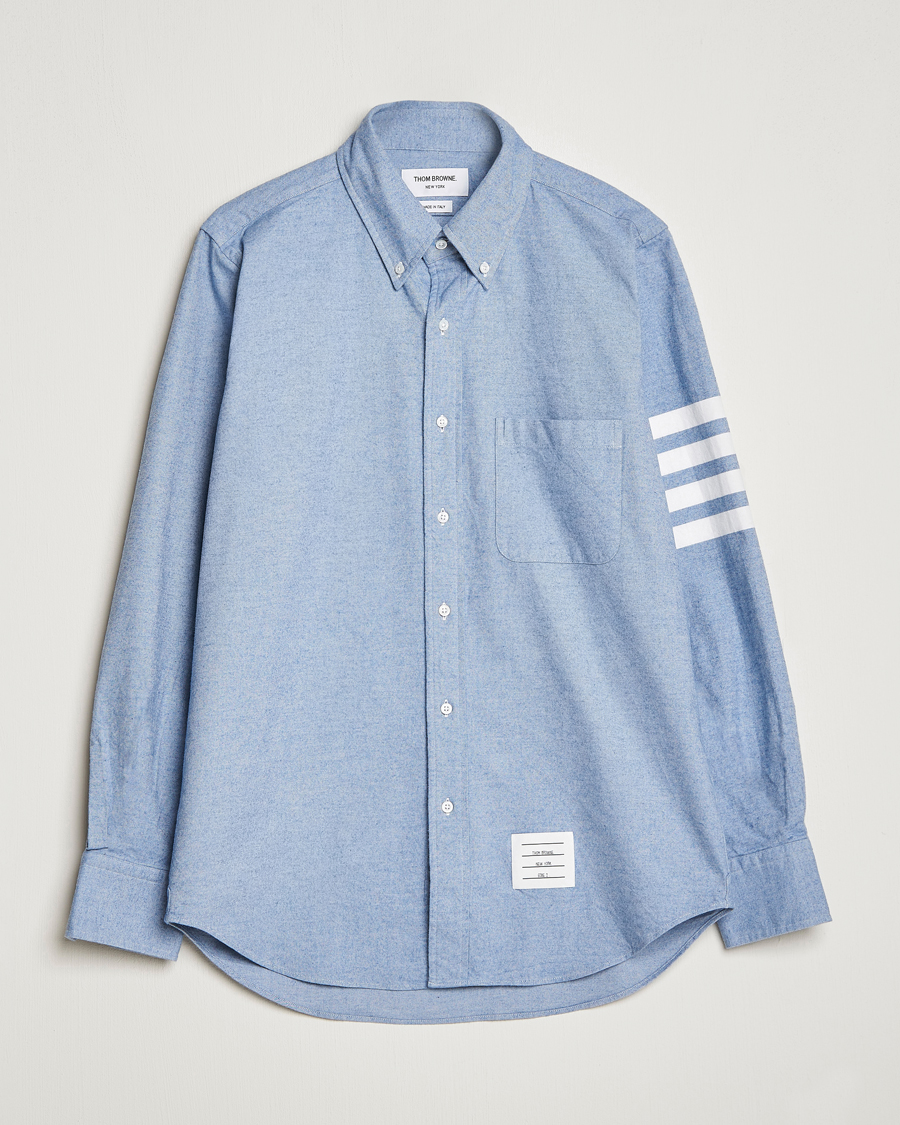 Heren | Overhemden | Thom Browne | 4-Bar Flannel Shirt Light Blue