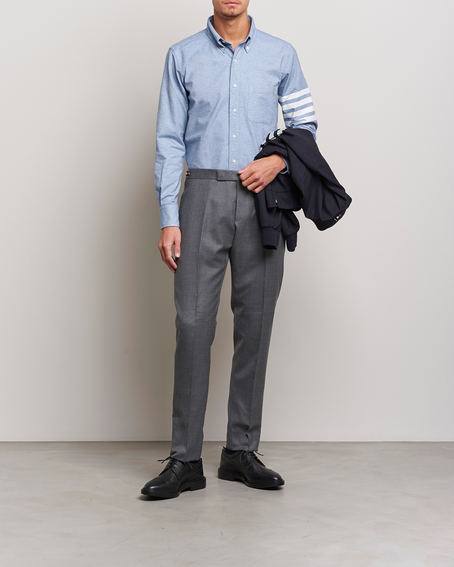 Heren | Overhemden | Thom Browne | 4-Bar Flannel Shirt Light Blue