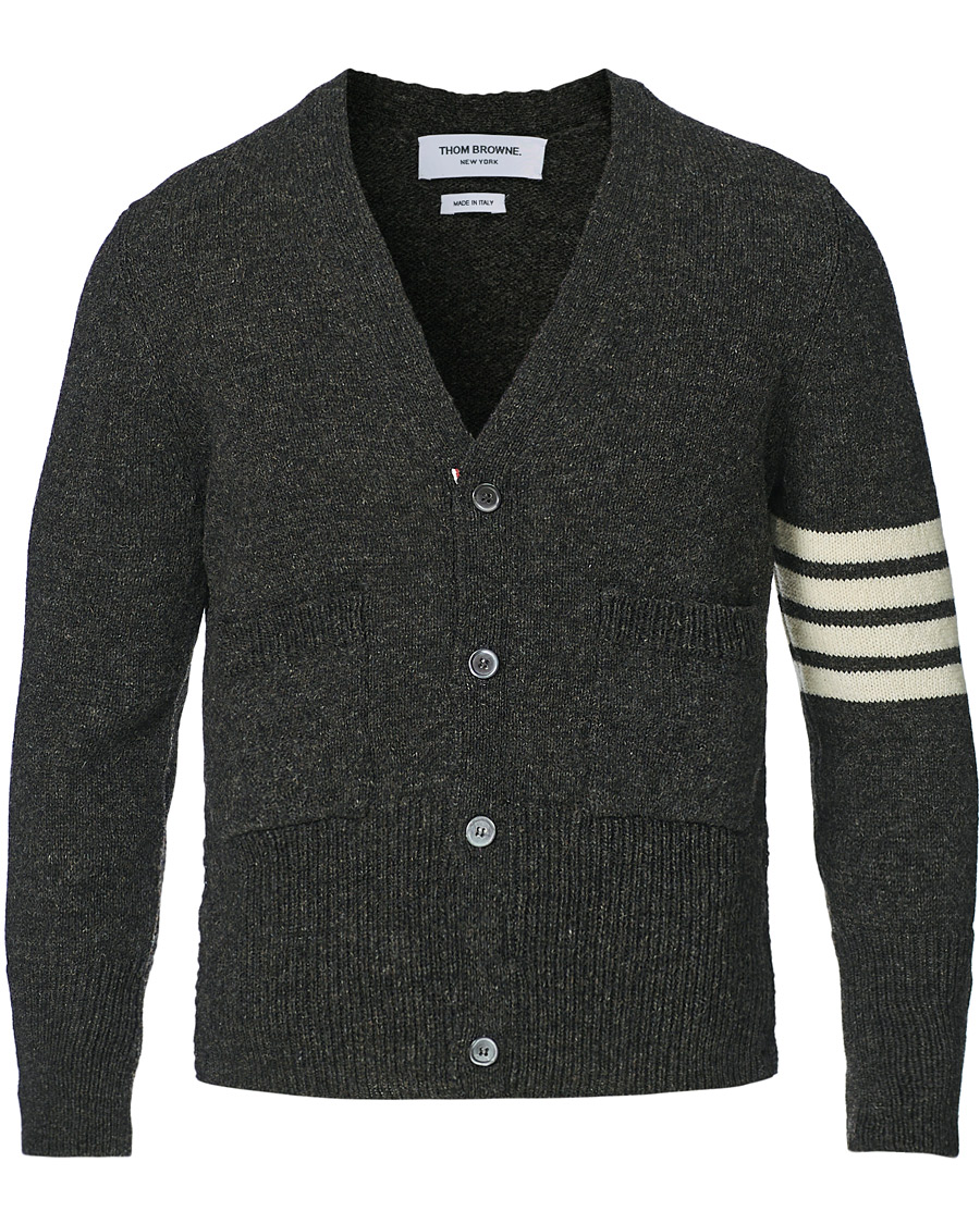 Homme | Pulls Et Tricots | Thom Browne | Jersey Stitch Wool Cardigan Dark Grey
