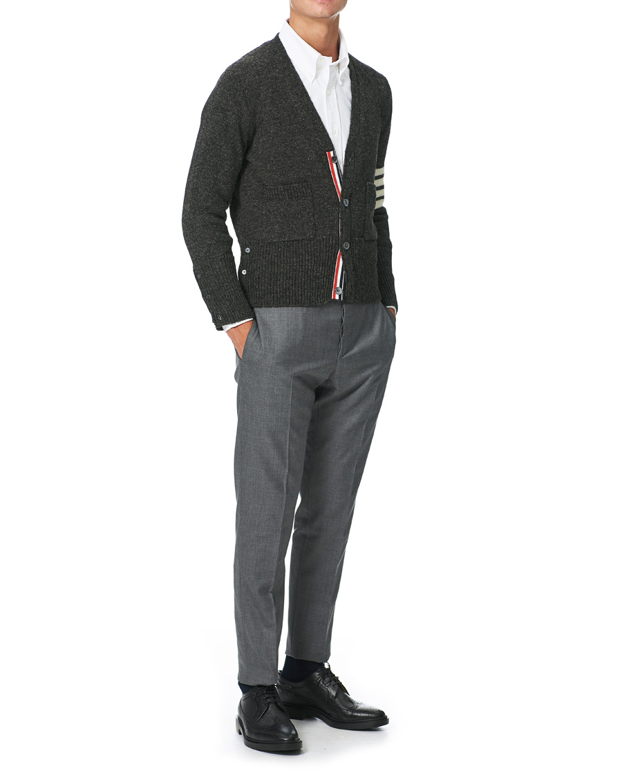 Homme | Pulls Et Tricots | Thom Browne | Jersey Stitch Wool Cardigan Dark Grey