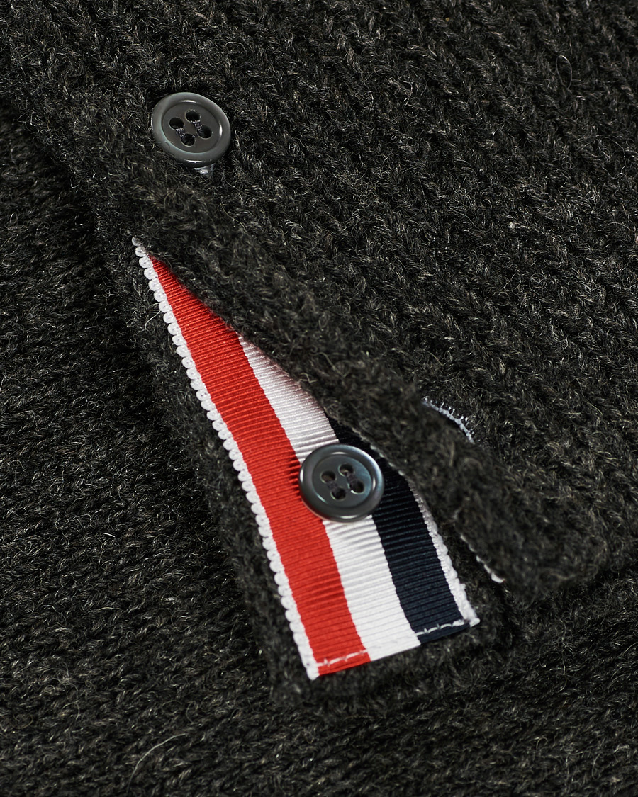 Homme | Pulls Et Tricots | Thom Browne | Jersey Stitch Wool Cardigan Dark Grey
