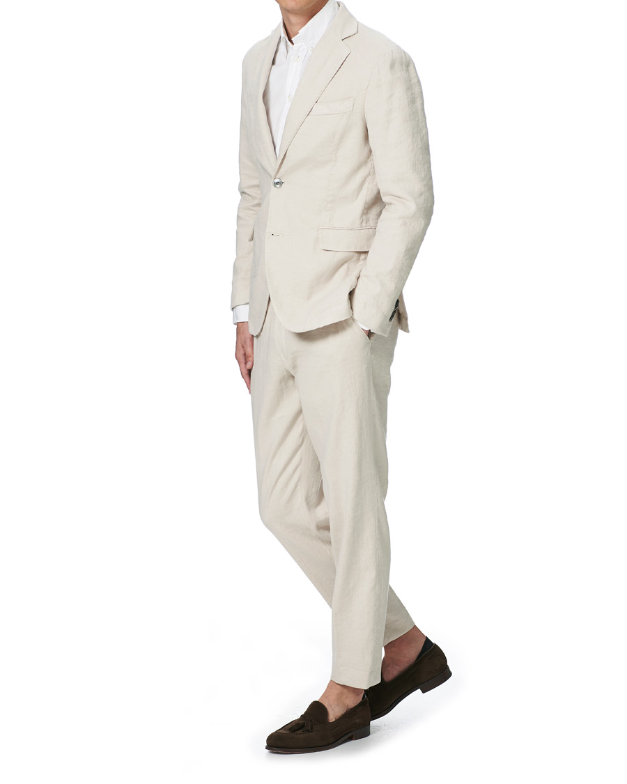 Homme | Pantalons | Oscar Jacobson | Nico Cotton/Linen GW Trousers Creme