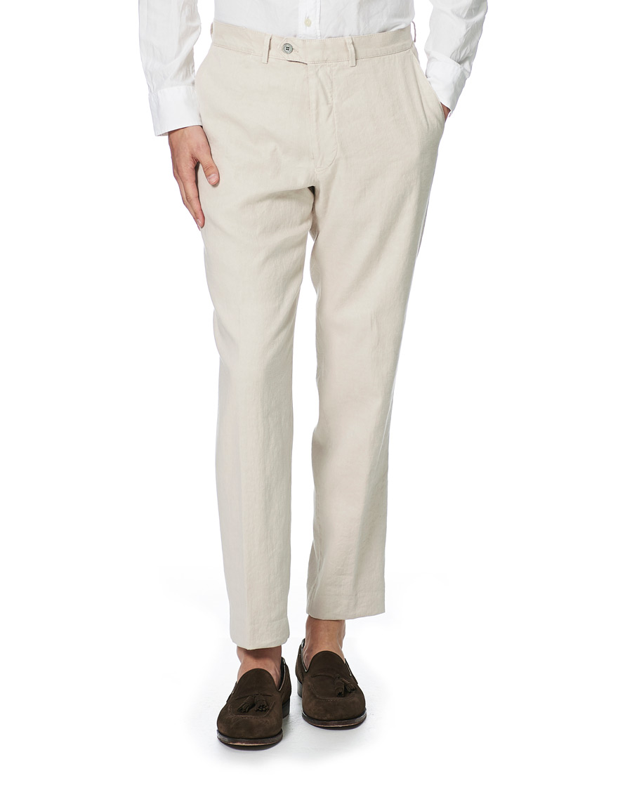 Homme | Pantalons | Oscar Jacobson | Nico Cotton/Linen GW Trousers Creme