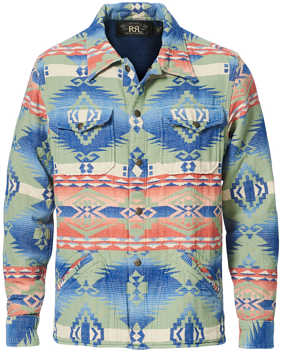 Homme | Chemises | RRL | Brown Bear Shirt Jacket Sage/Blue
