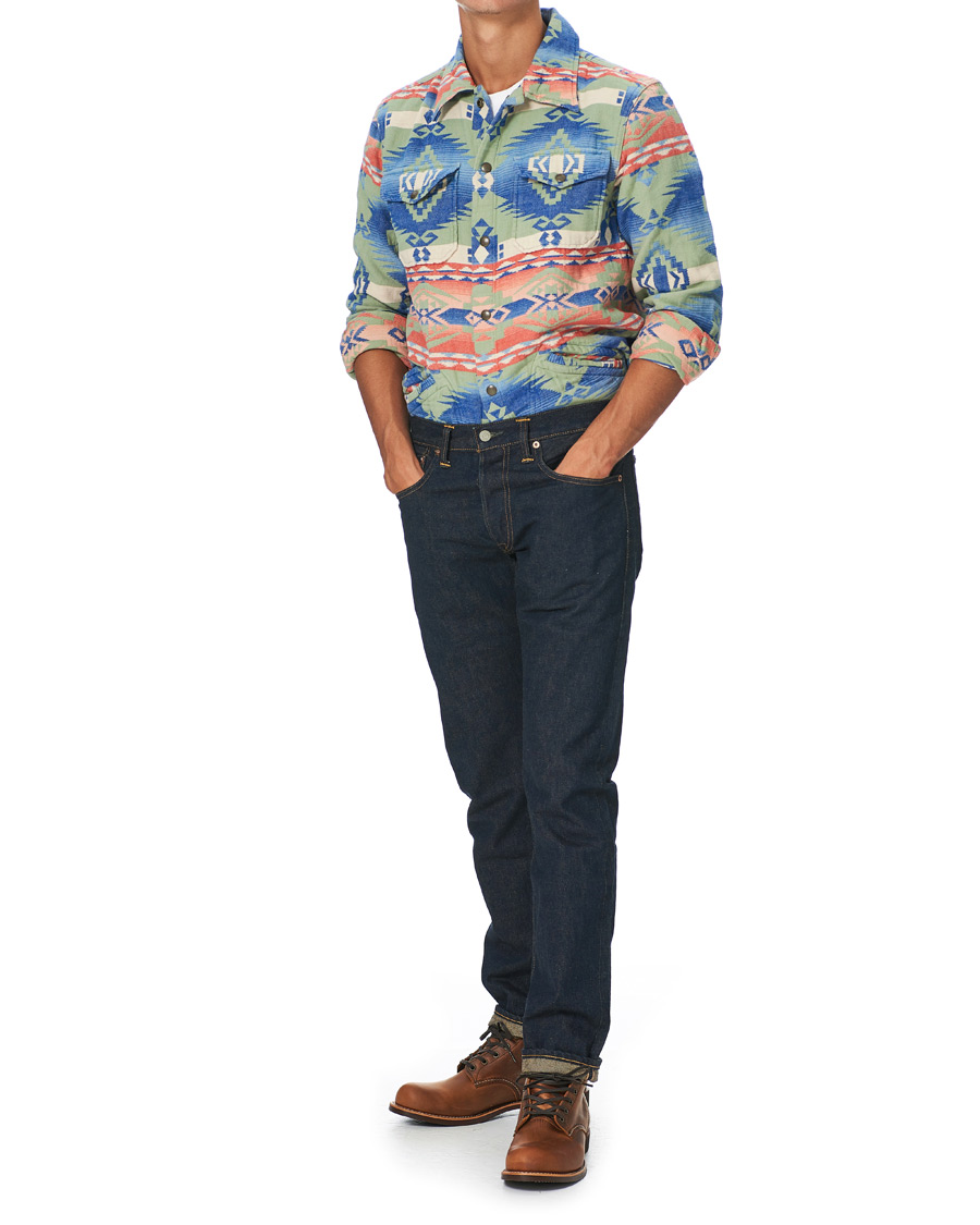 Homme | Chemises | RRL | Brown Bear Shirt Jacket Sage/Blue