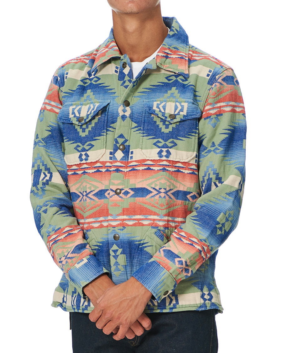 Homme | Chemises | RRL | Brown Bear Shirt Jacket Sage/Blue