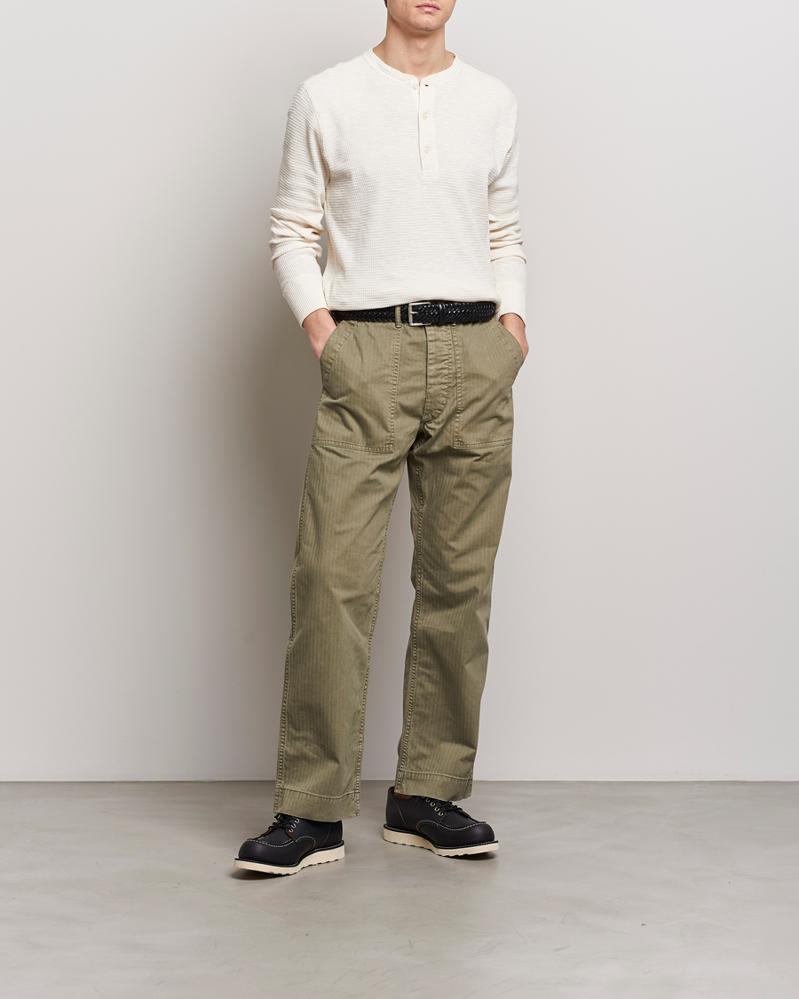 Heren | T-shirts | RRL | Long Sleeve Henley Paper White