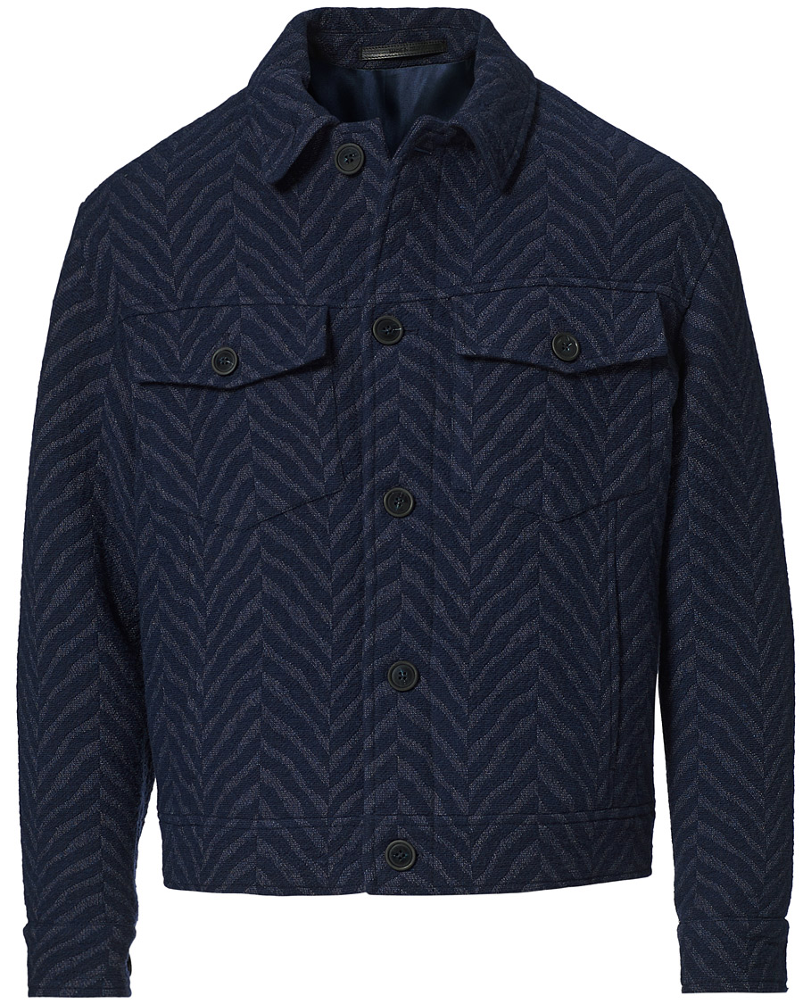 Homme | Manteaux Et Vestes | Giorgio Armani | Chevron Jacquard Jacket Navy