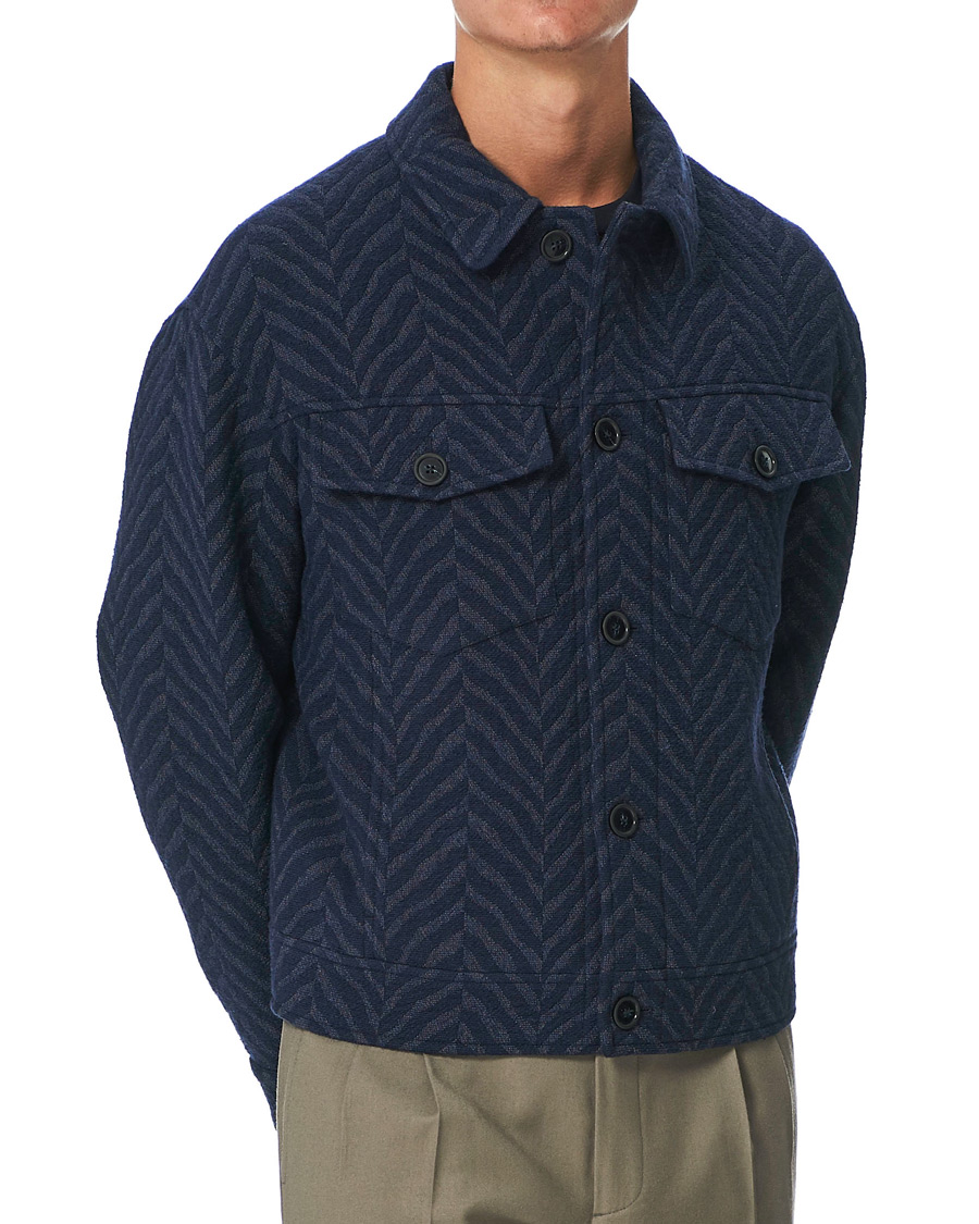 Homme | Manteaux Et Vestes | Giorgio Armani | Chevron Jacquard Jacket Navy
