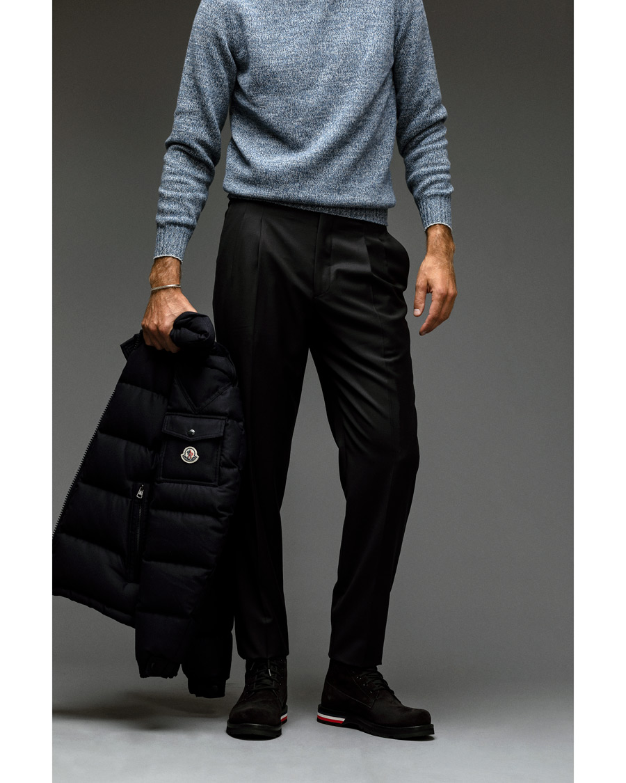 Homme | Pantalons | Giorgio Armani | Tapered Wool/Cashmere Gabardine Trousers Navy