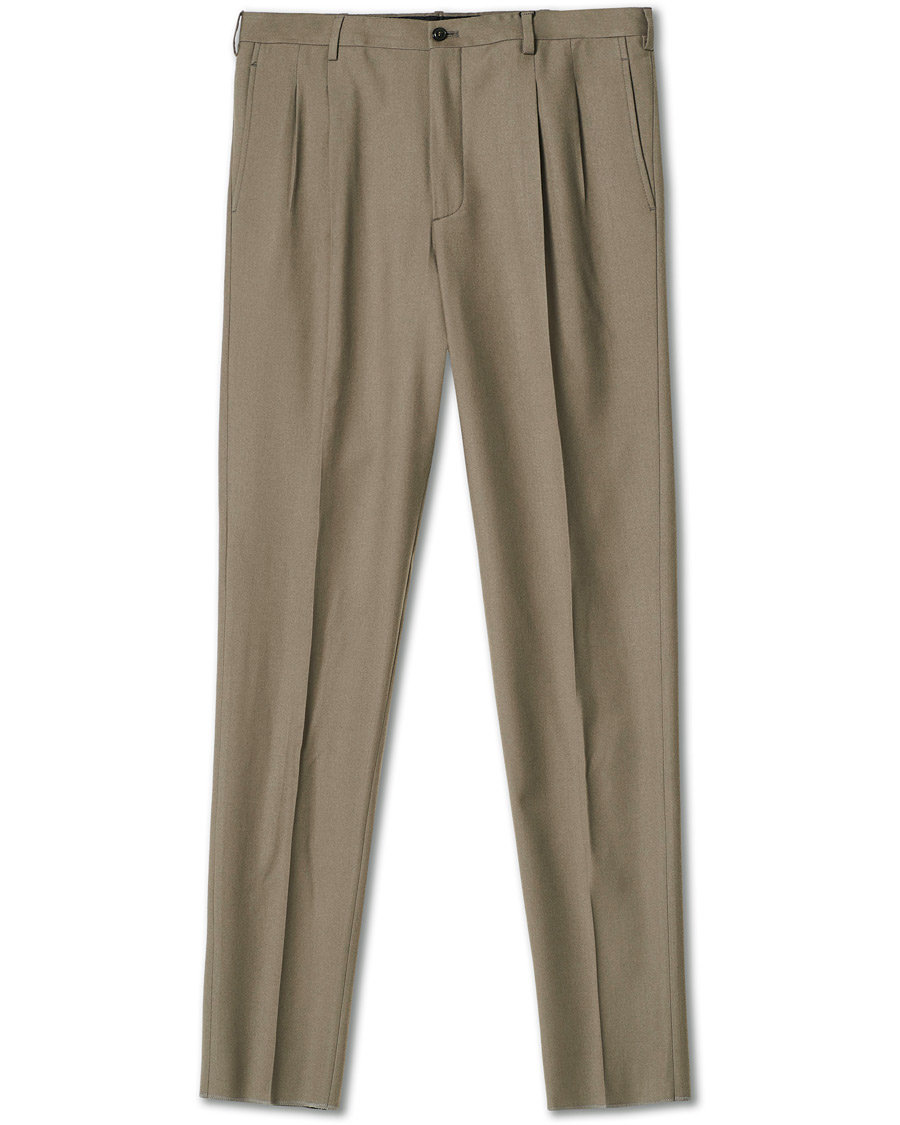 Homme | Pantalons | Giorgio Armani | Tapered Wool Flannel Trousers Light Grey