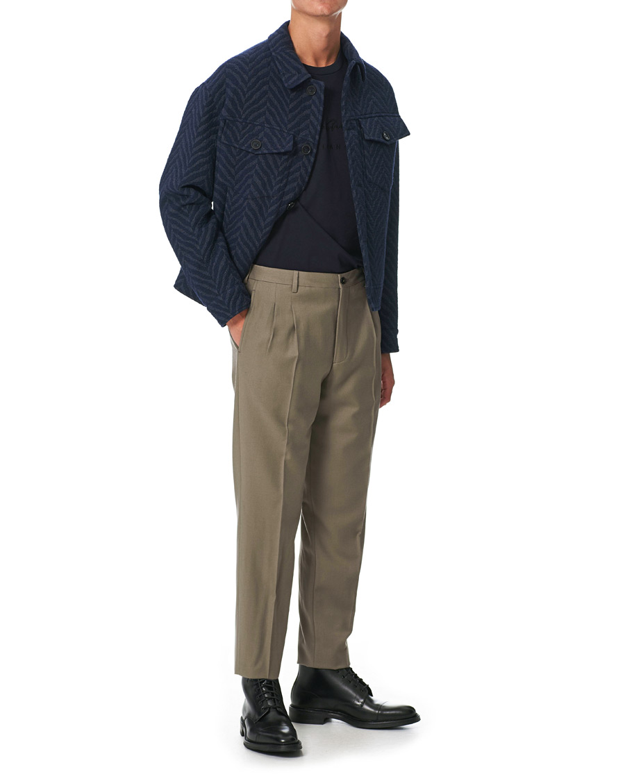 Homme | Pantalons | Giorgio Armani | Tapered Wool Flannel Trousers Light Grey