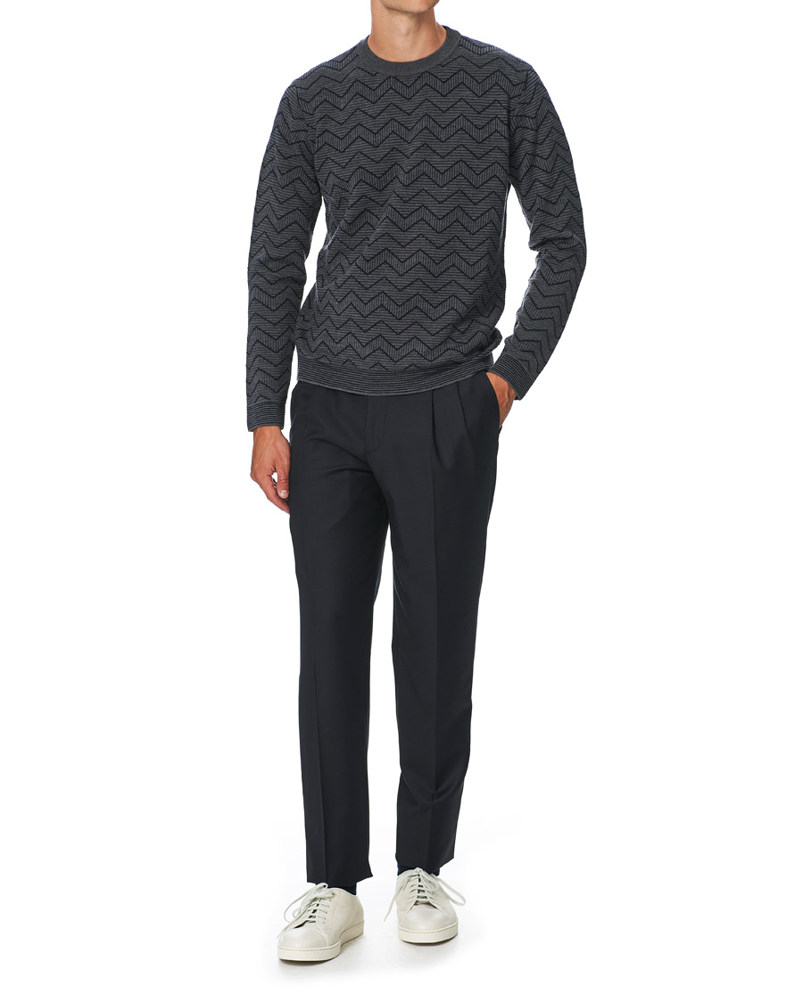 Homme | Pulls Et Tricots | Giorgio Armani | Virgin Wool Chevron Sweater Navy 46