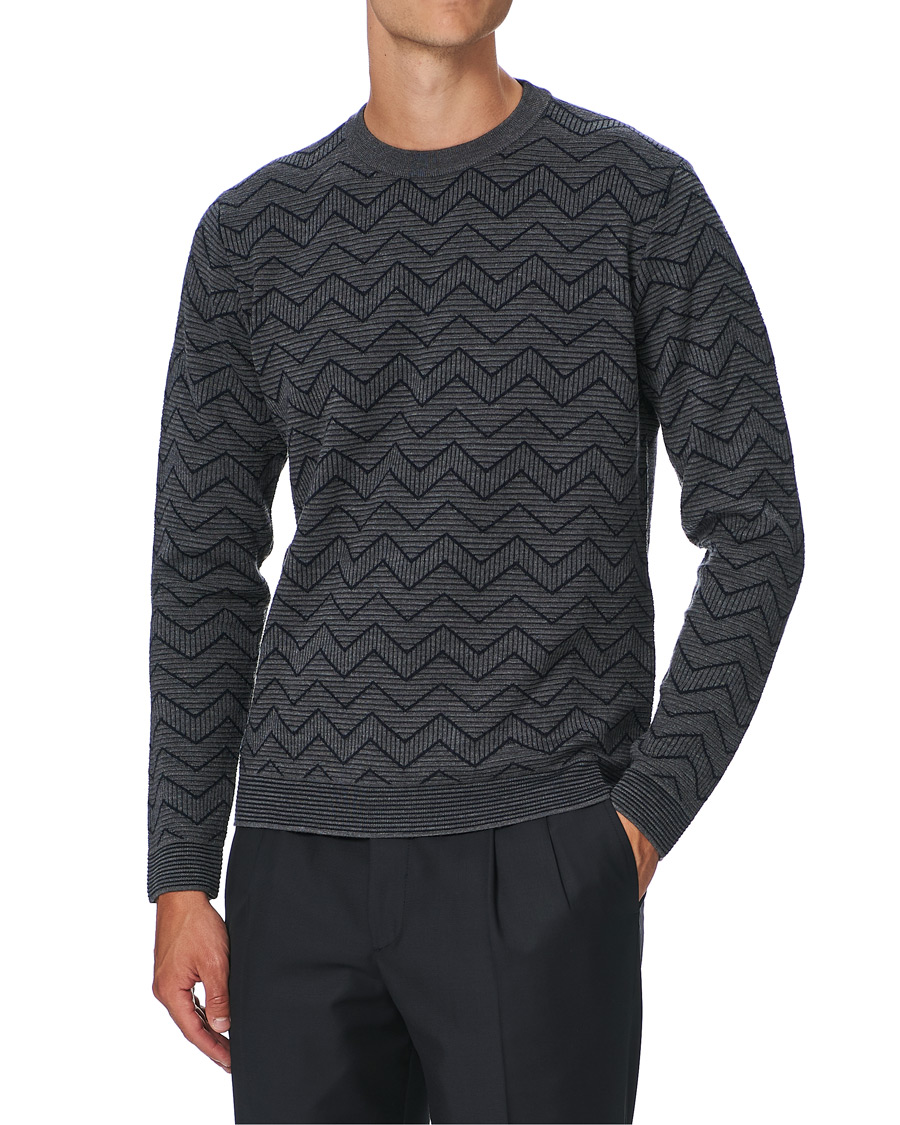 Homme | Pulls Et Tricots | Giorgio Armani | Virgin Wool Chevron Sweater Navy 46