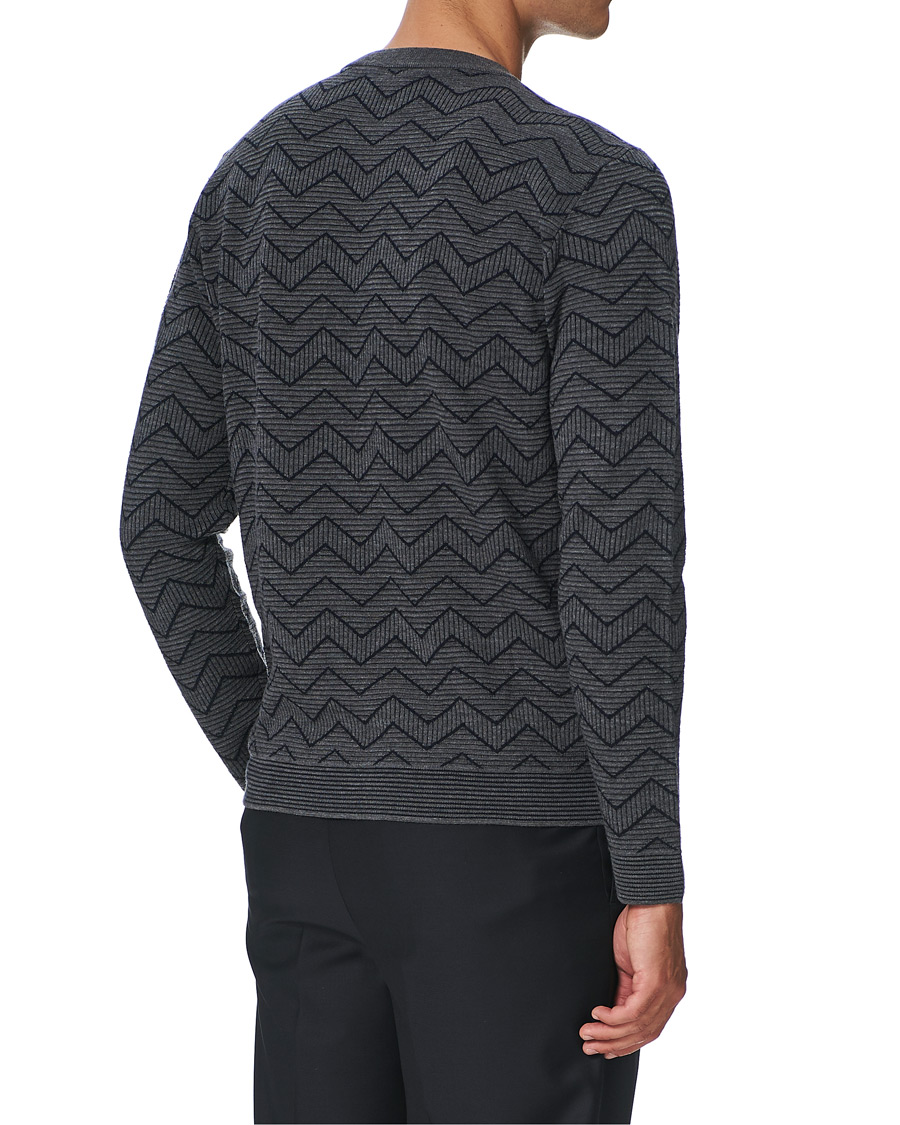 Homme | Pulls Et Tricots | Giorgio Armani | Virgin Wool Chevron Sweater Navy 46