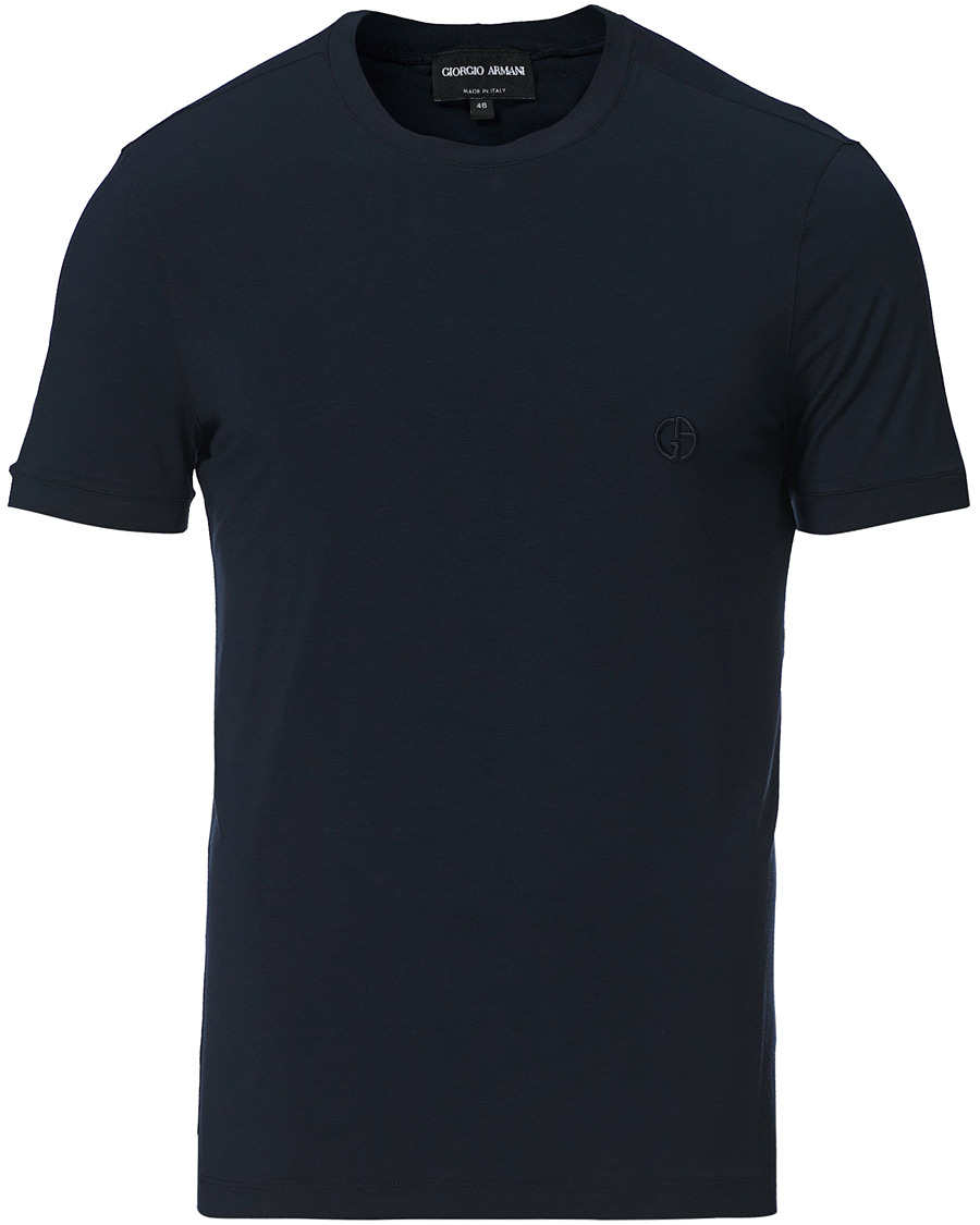 Homme | T-shirts | Giorgio Armani | Embroidered Logo T-Shirt Navy