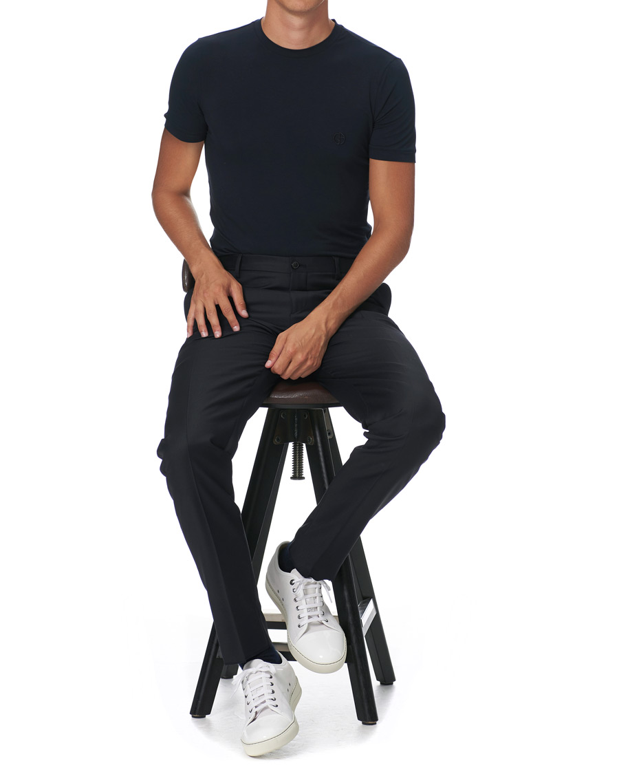Homme | T-shirts | Giorgio Armani | Embroidered Logo T-Shirt Navy