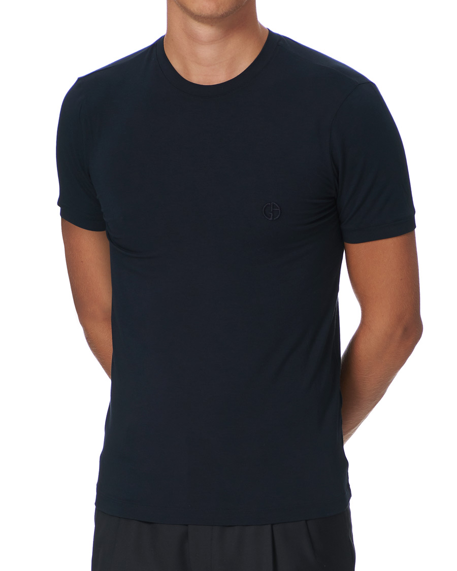 Homme | T-shirts | Giorgio Armani | Embroidered Logo T-Shirt Navy