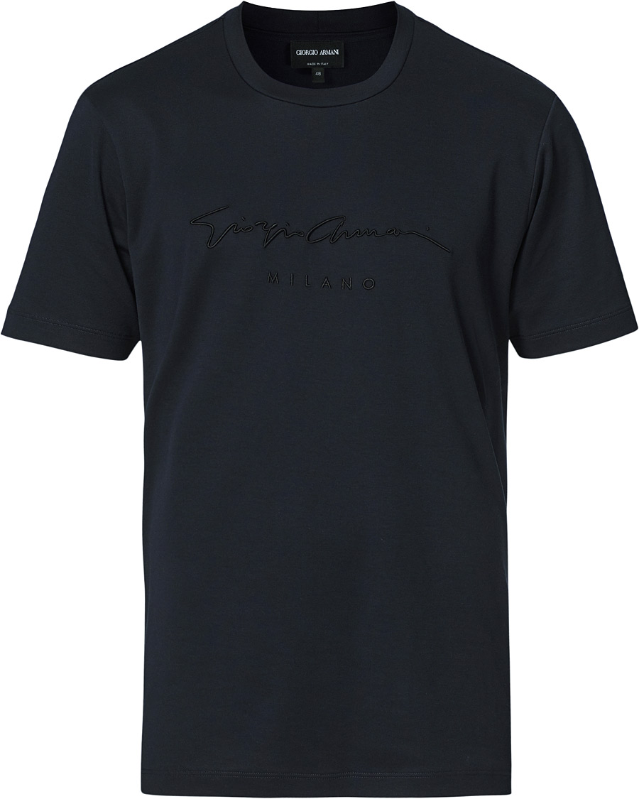 Homme | T-shirts | Giorgio Armani | Signature Embroidery T-Shirt Navy