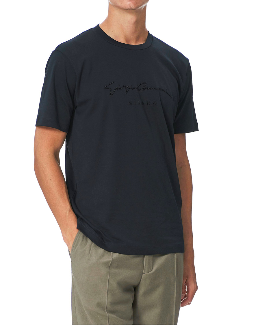 Homme | T-shirts | Giorgio Armani | Signature Embroidery T-Shirt Navy