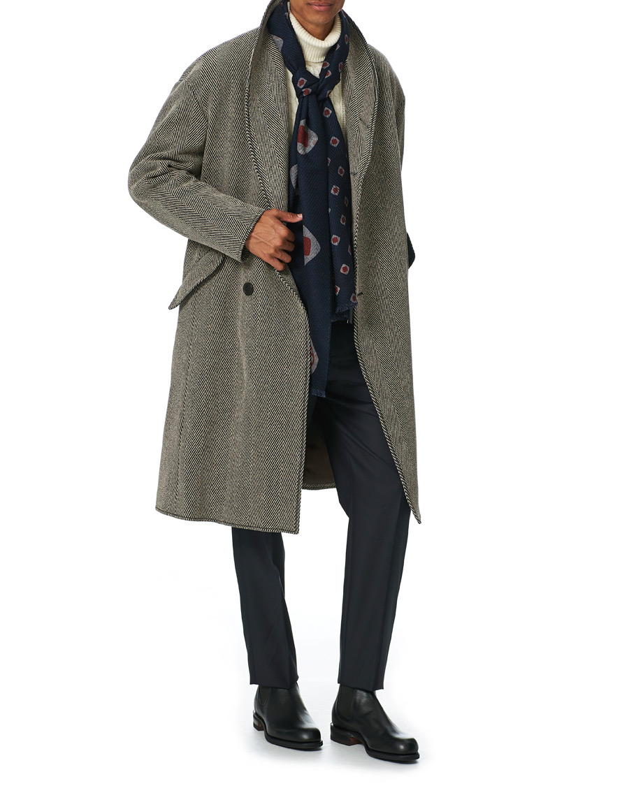 Homme | Giorgio Armani Fleece Wool Printed Scarf Navy | Giorgio Armani | Fleece Wool Printed Scarf Navy