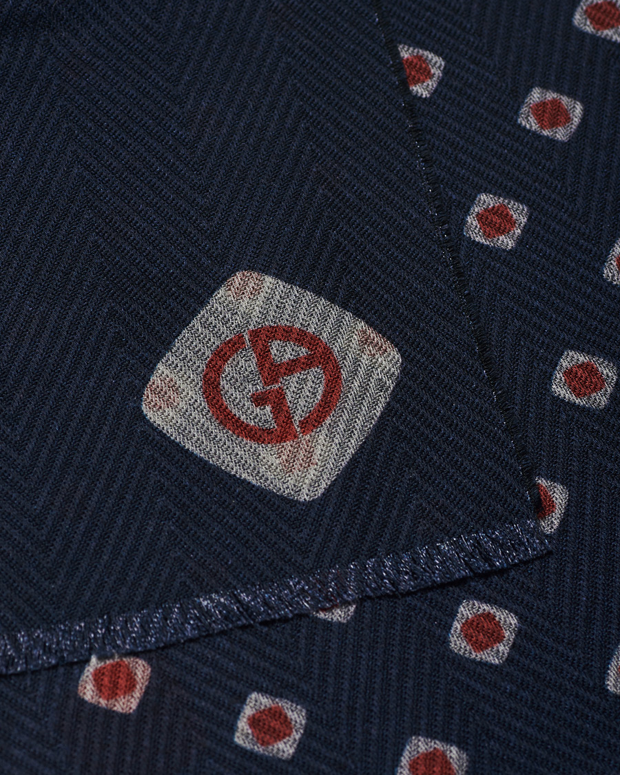 Homme | Giorgio Armani Fleece Wool Printed Scarf Navy | Giorgio Armani | Fleece Wool Printed Scarf Navy