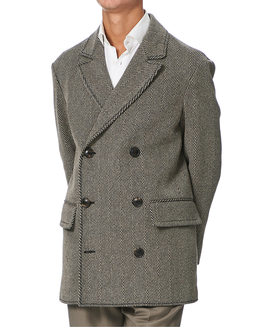 Homme | Manteaux Et Vestes | Giorgio Armani | Wool Chevron Peacoat Grey