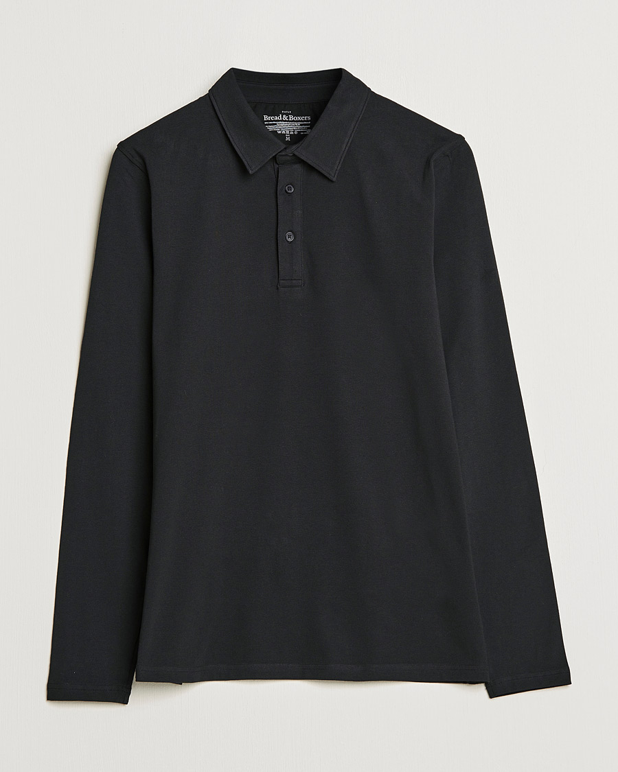 Homme | Pulls Et Tricots | Bread & Boxers | Long Sleeve Jersey Polo Black