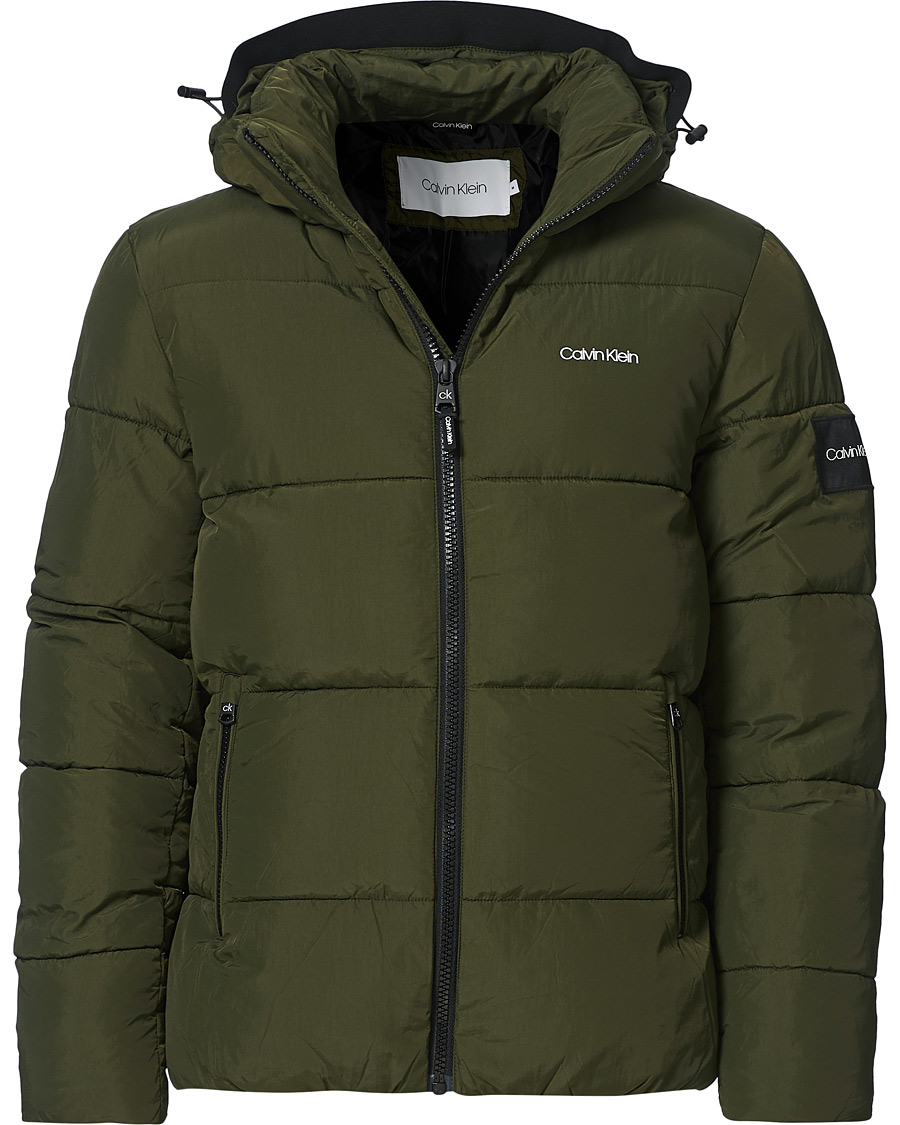 Homme | Manteaux Et Vestes | Calvin Klein | Crinkle Nylon Puffer Jacket Dark Olive