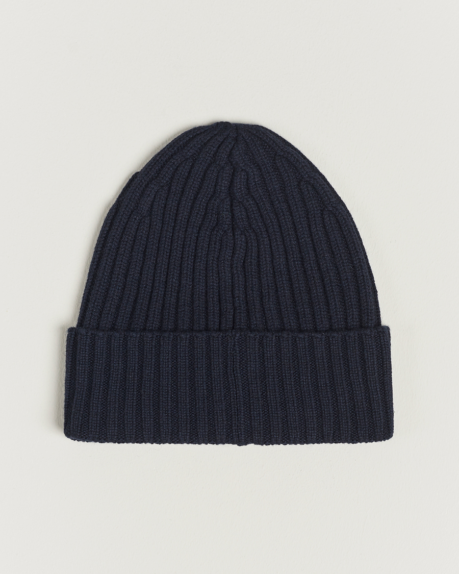 Heren | Mutsen | Piacenza Cashmere | Ribbed Cashmere Beanie Navy