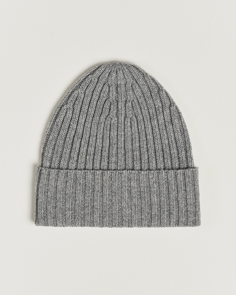 Heren | Mutsen | Piacenza Cashmere | Ribbed Cashmere Beanie Grey Melange