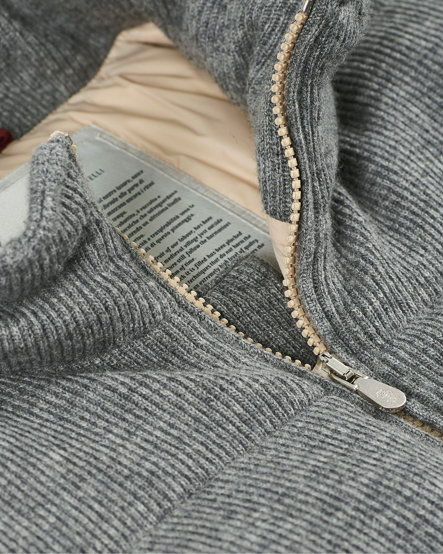 Homme | Manteaux Et Vestes | Brunello Cucinelli | English Rib Cashmere Down Gilet Grey Melange