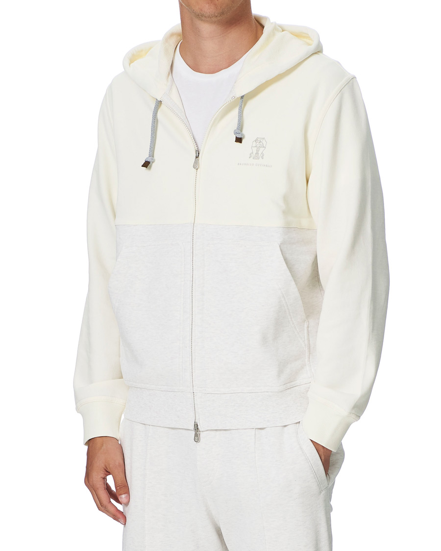 Homme | Pulls Et Tricots | Brunello Cucinelli | Soft Fleece Cotton Zip Sweater Off White
