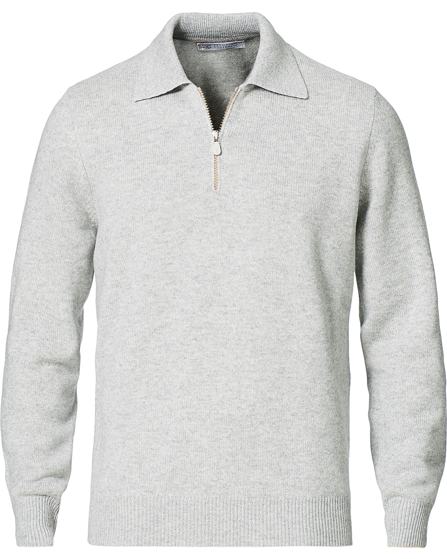 Homme | Pulls Et Tricots | Brunello Cucinelli | Cashmere Zip Polo Light Grey