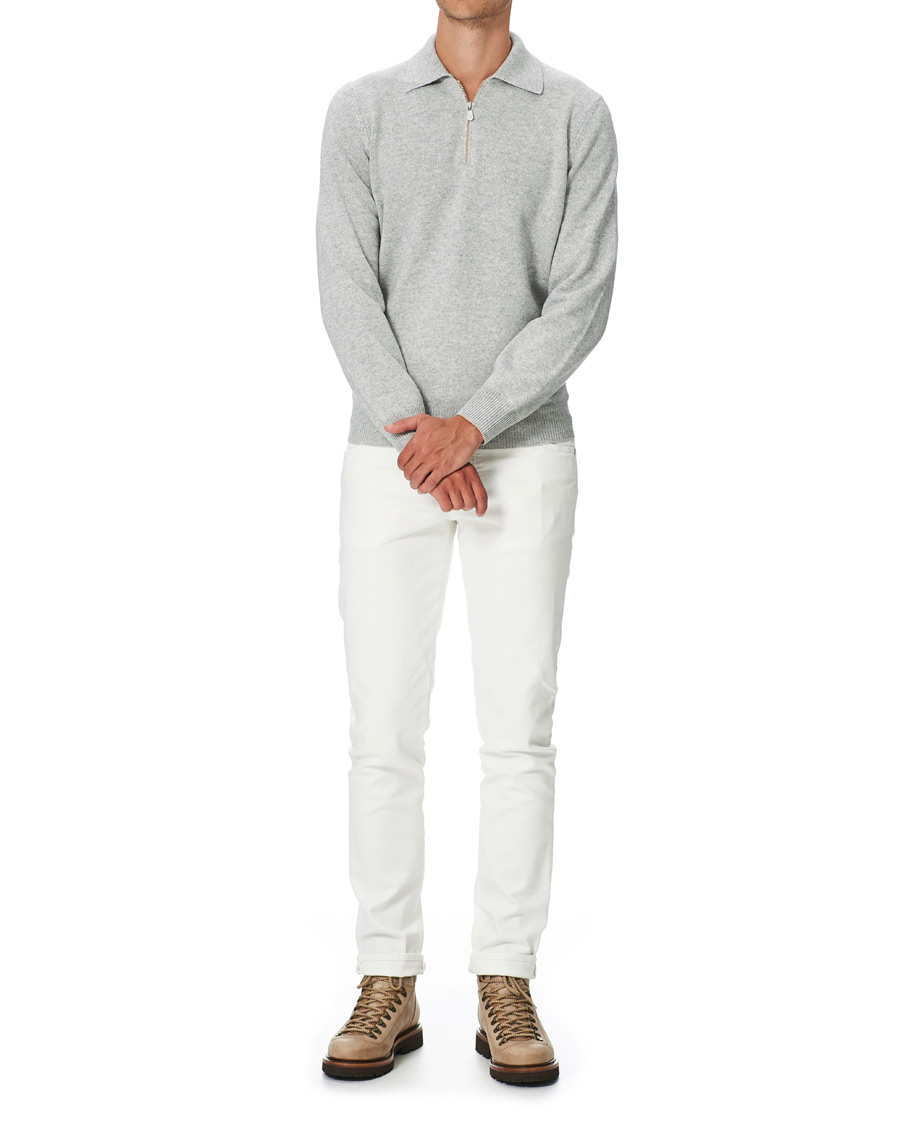 Homme | Pulls Et Tricots | Brunello Cucinelli | Cashmere Zip Polo Light Grey