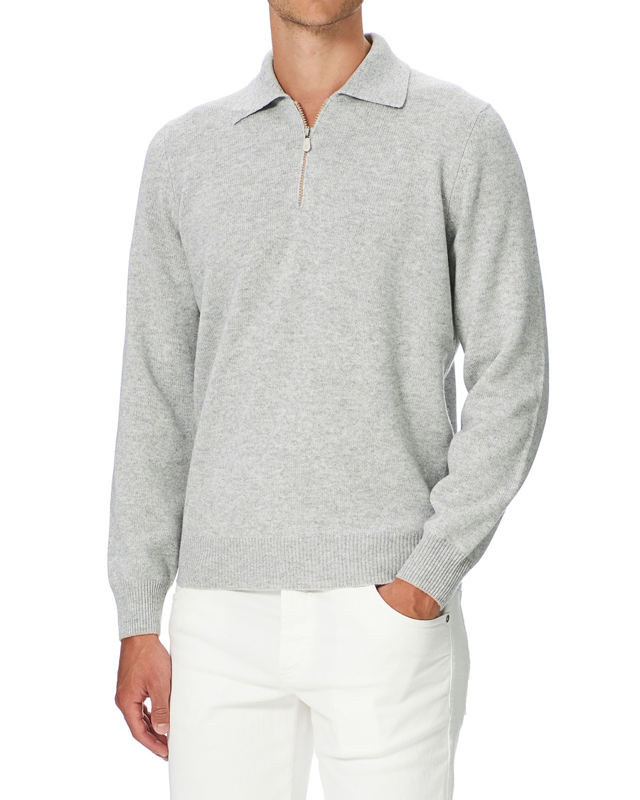 Homme | Pulls Et Tricots | Brunello Cucinelli | Cashmere Zip Polo Light Grey