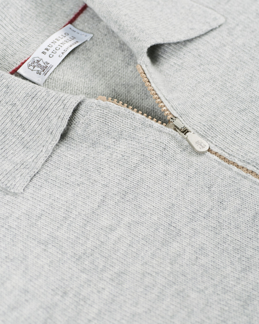 Homme | Pulls Et Tricots | Brunello Cucinelli | Cashmere Zip Polo Light Grey