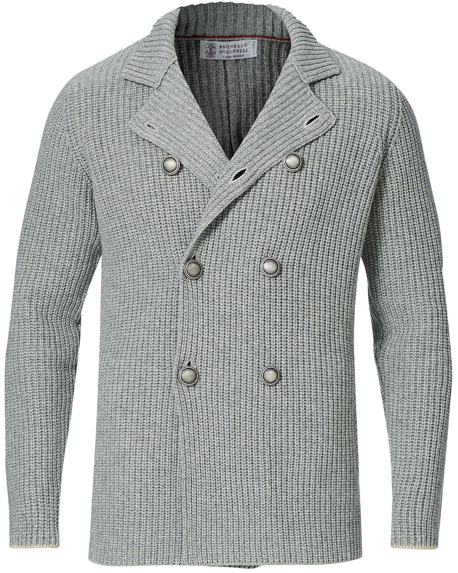 Homme | Pulls Et Tricots | Brunello Cucinelli | Double Breasted Cashmere Cardigan Jacket Grey Melange