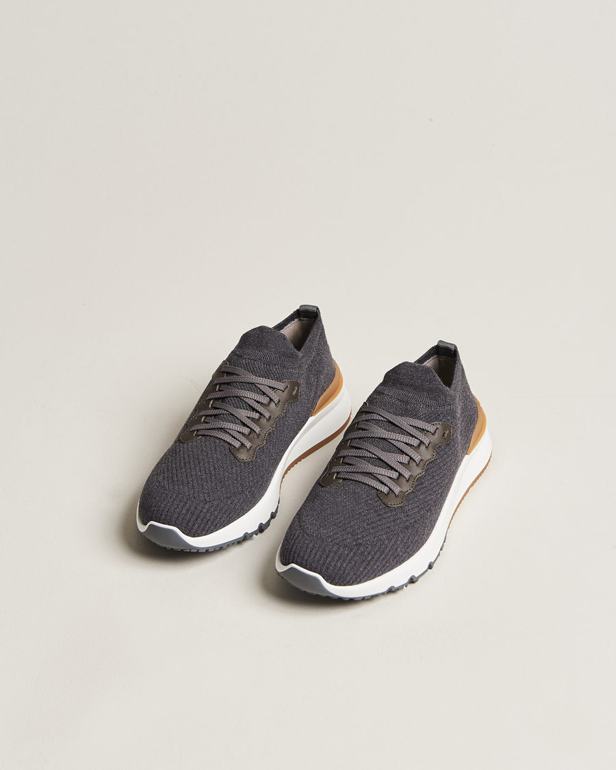 Homme | Brunello Cucinelli Flannel Running Sneakers Dark Grey | Brunello Cucinelli | Flannel Running Sneakers Dark Grey