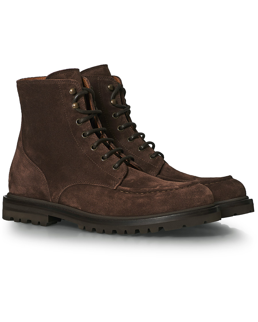 Homme | Brunello Cucinelli Moc Toe Lace Up Boot Dark Brown Suede | Brunello Cucinelli | Moc Toe Lace Up Boot Dark Brown Suede