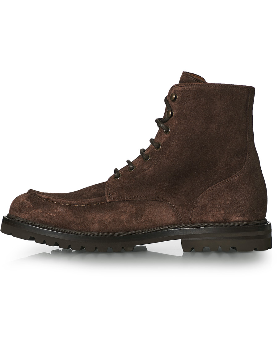 Homme | Brunello Cucinelli Moc Toe Lace Up Boot Dark Brown Suede | Brunello Cucinelli | Moc Toe Lace Up Boot Dark Brown Suede