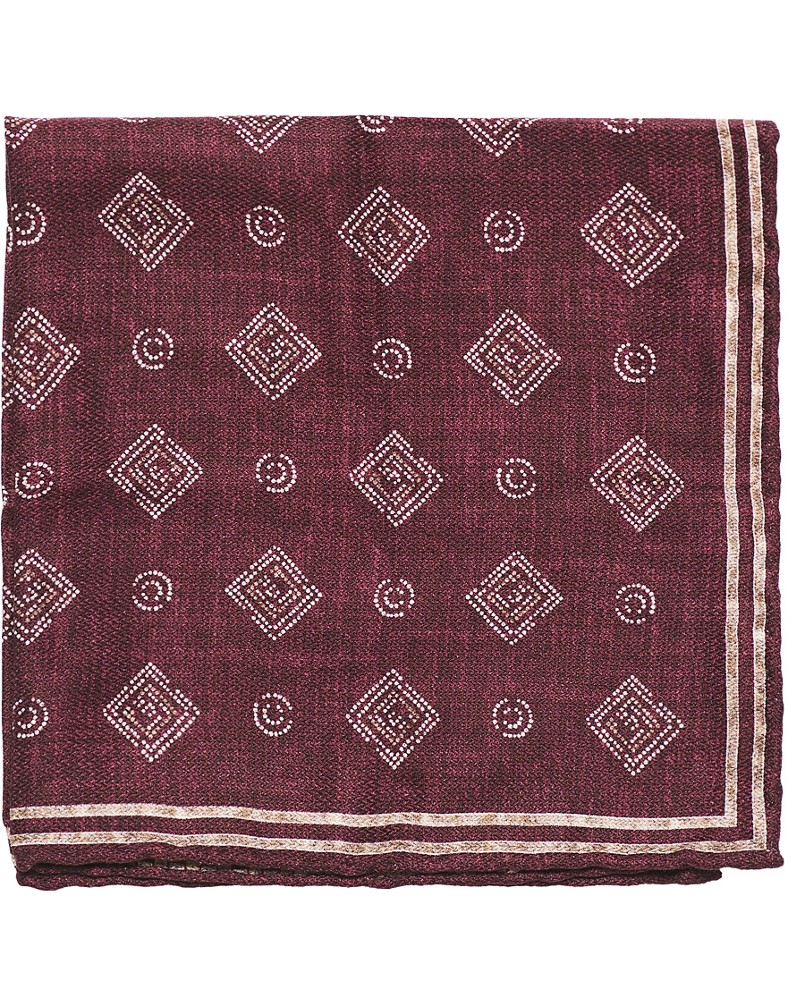 Homme | Brunello Cucinelli Micro Pattern Silk Pocket Square Burgundy | Brunello Cucinelli | Micro Pattern Silk Pocket Square Burgundy