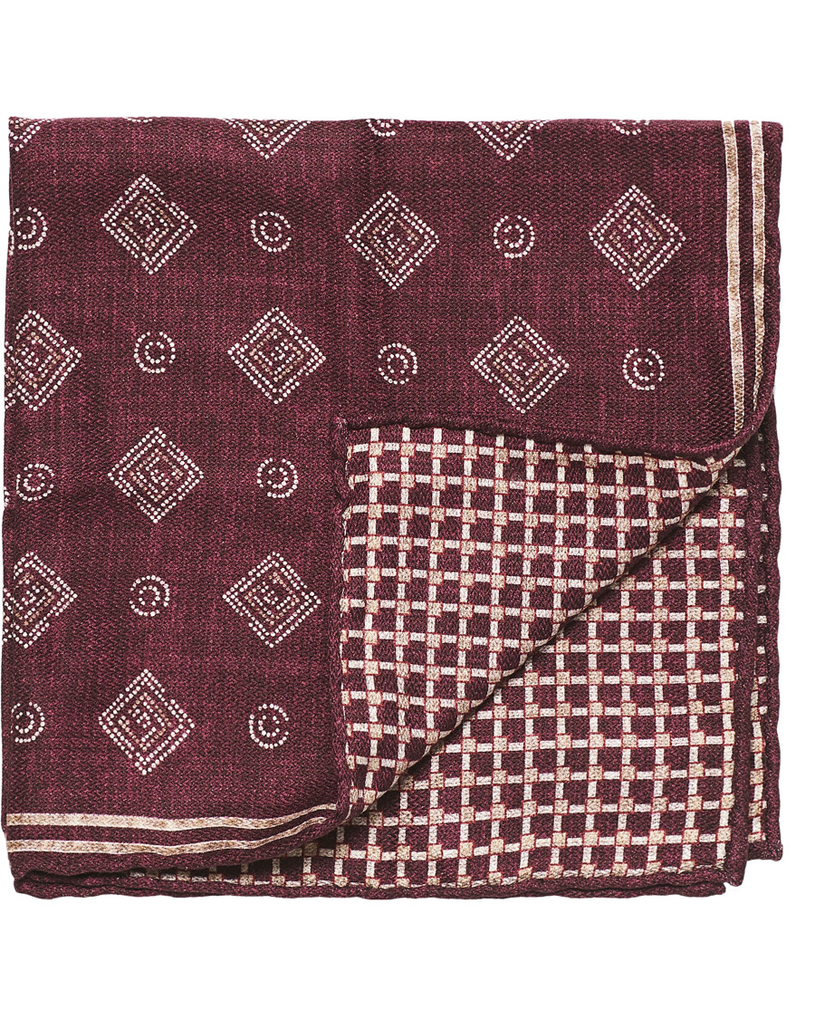 Homme | Brunello Cucinelli Micro Pattern Silk Pocket Square Burgundy | Brunello Cucinelli | Micro Pattern Silk Pocket Square Burgundy