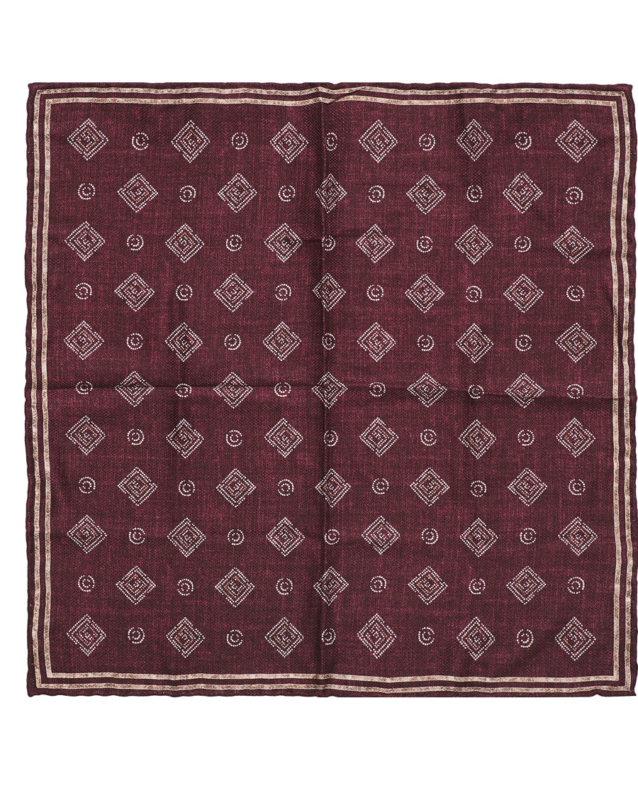 Homme | Brunello Cucinelli Micro Pattern Silk Pocket Square Burgundy | Brunello Cucinelli | Micro Pattern Silk Pocket Square Burgundy