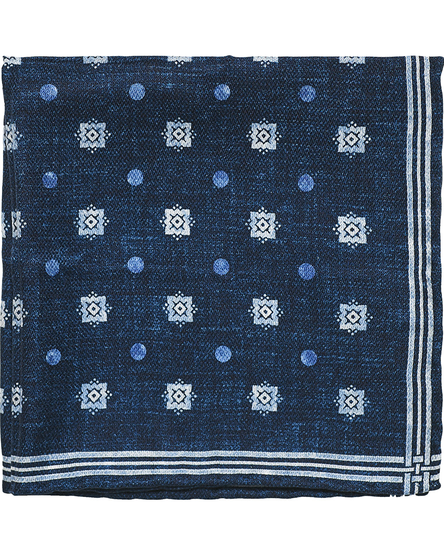 Homme | Brunello Cucinelli Micro Dot Silk Pocket Square Navy | Brunello Cucinelli | Micro Dot Silk Pocket Square Navy