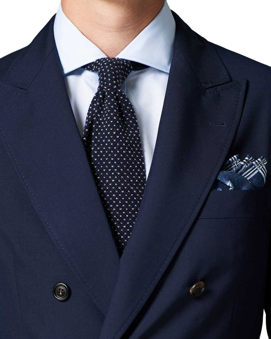 Homme | Brunello Cucinelli Micro Dot Silk Pocket Square Navy | Brunello Cucinelli | Micro Dot Silk Pocket Square Navy