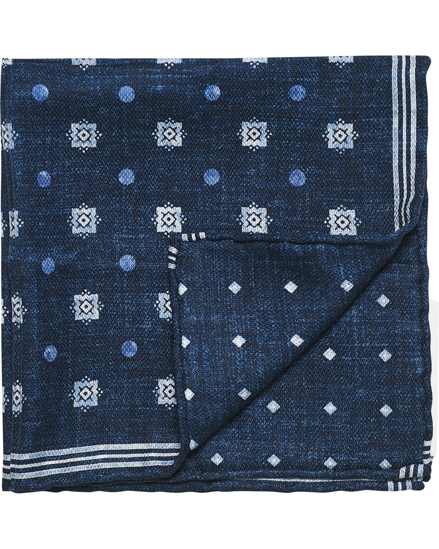 Homme | Brunello Cucinelli Micro Dot Silk Pocket Square Navy | Brunello Cucinelli | Micro Dot Silk Pocket Square Navy