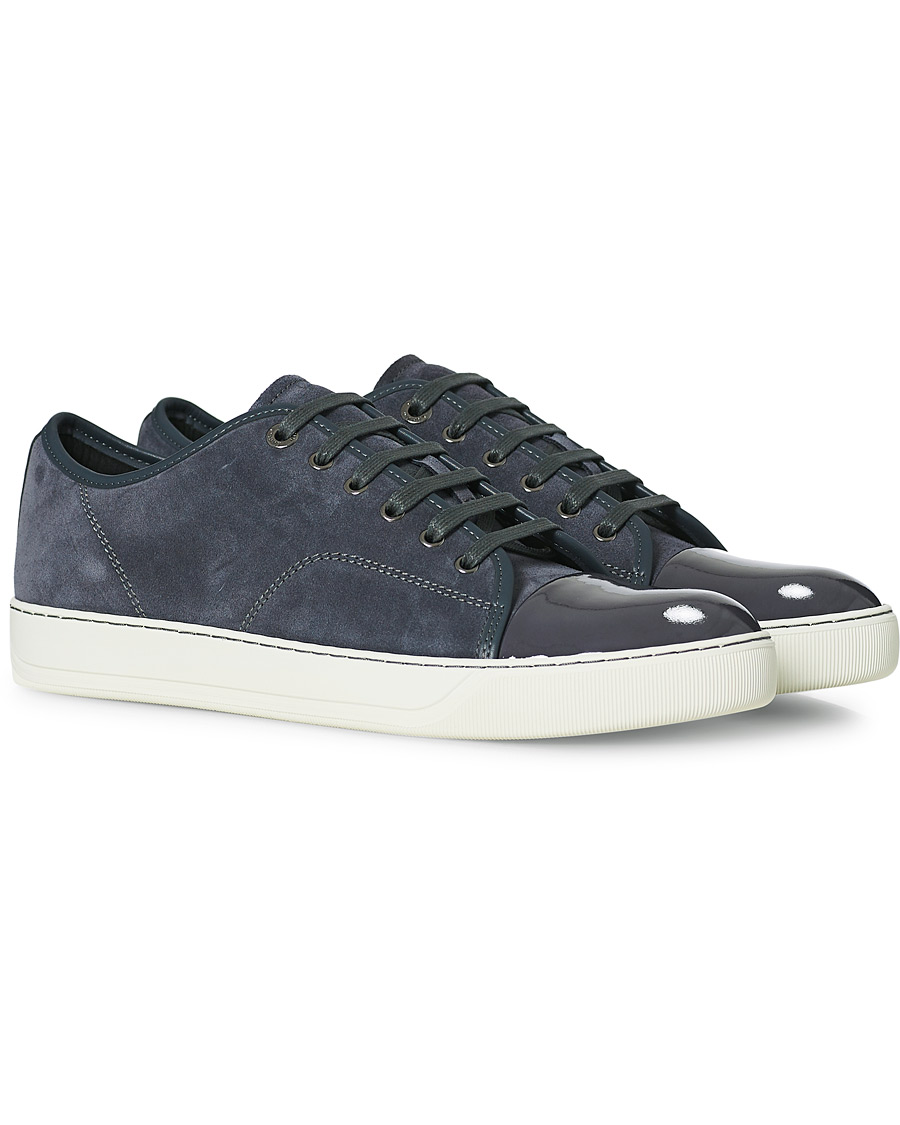 Heren | Lanvin Patent Cap Toe Sneaker Slate Grey | Lanvin | Patent Cap Toe Sneaker Slate Grey