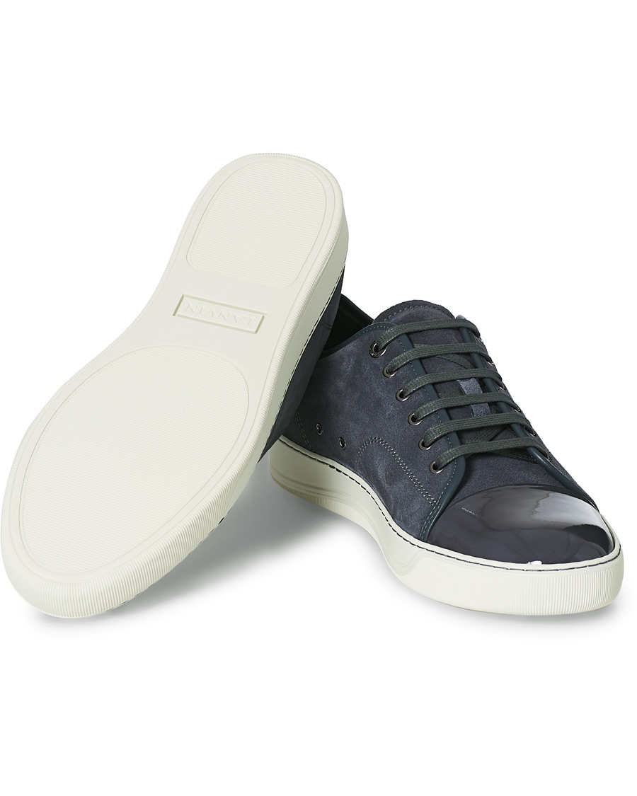 Heren | Lanvin Patent Cap Toe Sneaker Slate Grey | Lanvin | Patent Cap Toe Sneaker Slate Grey