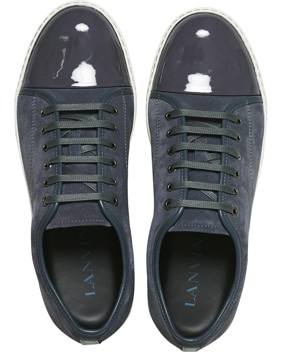 Heren | Lanvin Patent Cap Toe Sneaker Slate Grey | Lanvin | Patent Cap Toe Sneaker Slate Grey